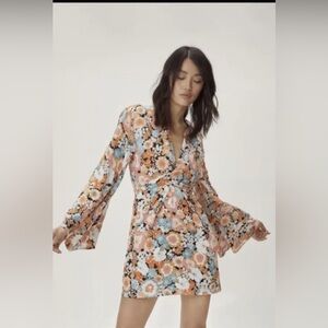Nasty Gal Multicolor kimono Floral Long Sleeve Dress